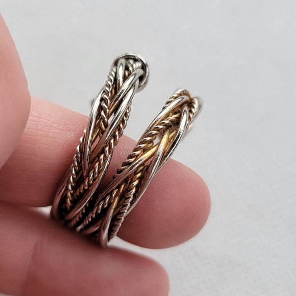 Braided Twisted Hoop Earrings - Picture 2 of 6